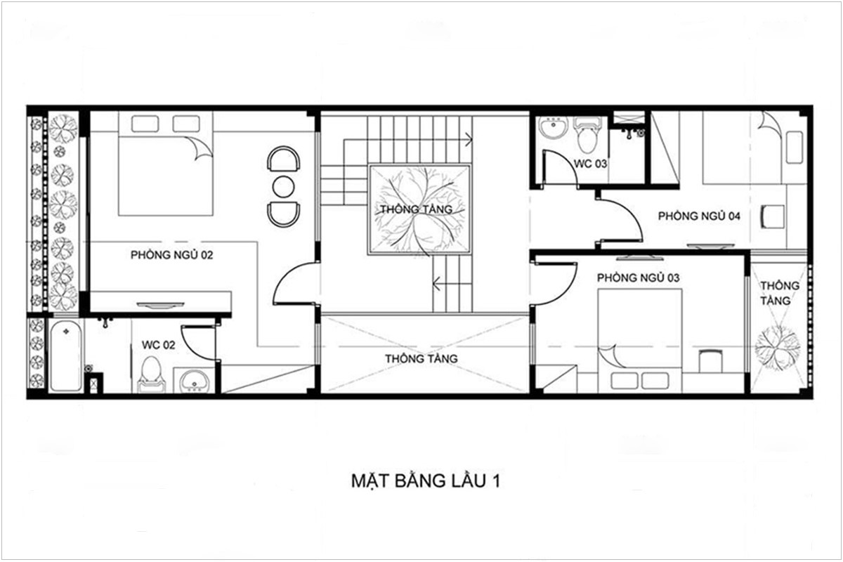 nhà ống 5x20 có giếng trời