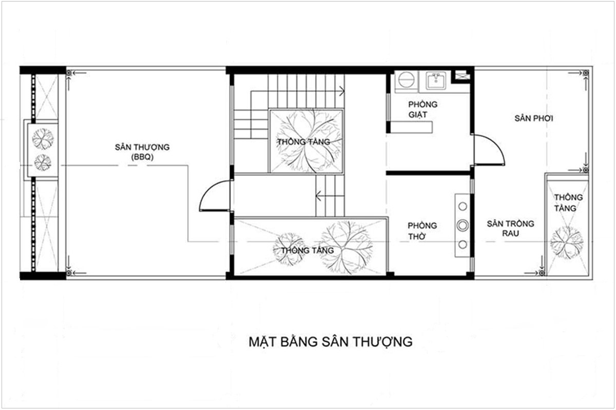 nhà ống 5x20 có giếng trời